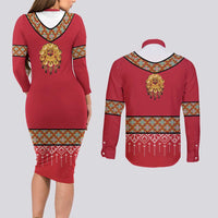 Norway Constitution Day Couples Matching Long Sleeve Bodycon Dress and Long Sleeve Button Shirt Norwegian bunads