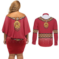 Norway Constitution Day Couples Matching Off Shoulder Short Dress and Long Sleeve Button Shirt Norwegian bunads