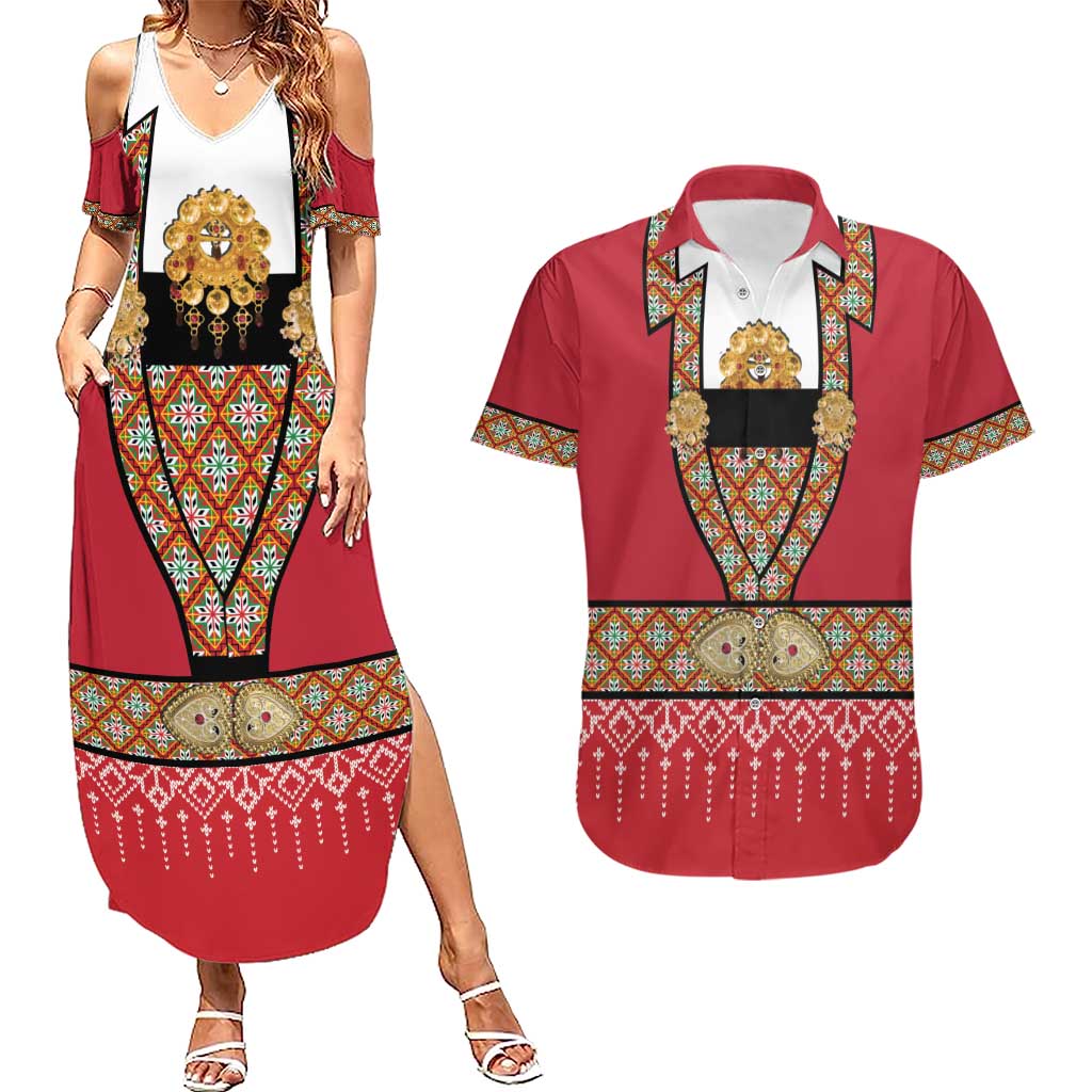 Norway Constitution Day Couples Matching Summer Maxi Dress and Hawaiian Shirt Norwegian bunads