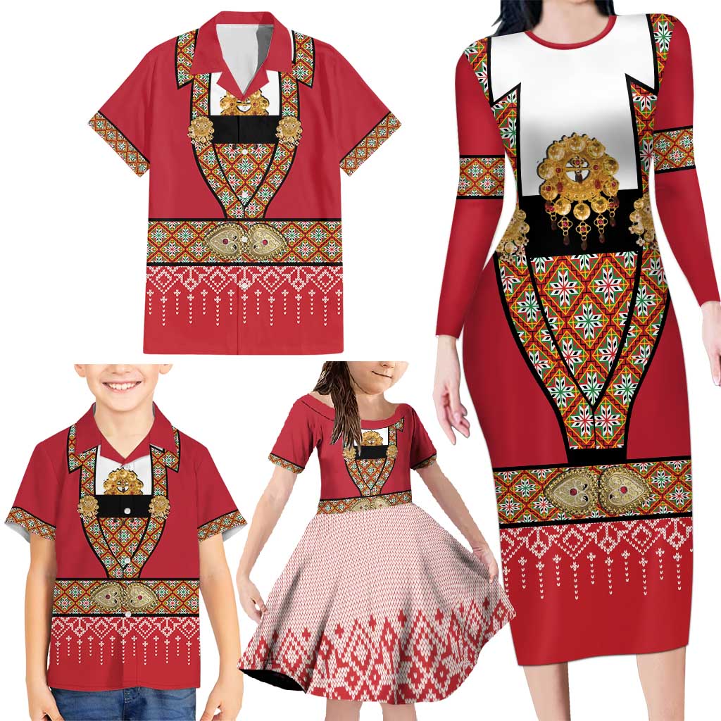 Norway Constitution Day Family Matching Long Sleeve Bodycon Dress and Hawaiian Shirt Norwegian bunads