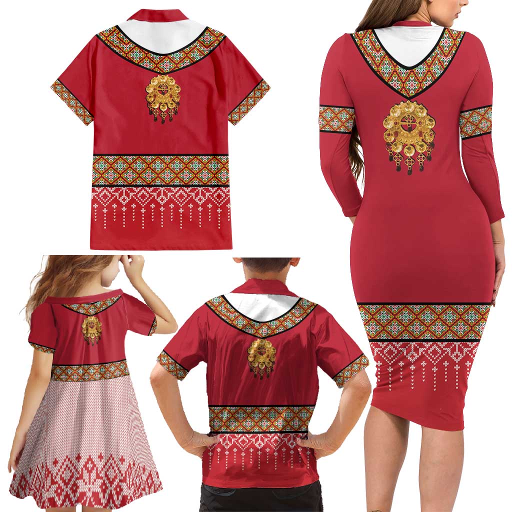 Norway Constitution Day Family Matching Long Sleeve Bodycon Dress and Hawaiian Shirt Norwegian bunads
