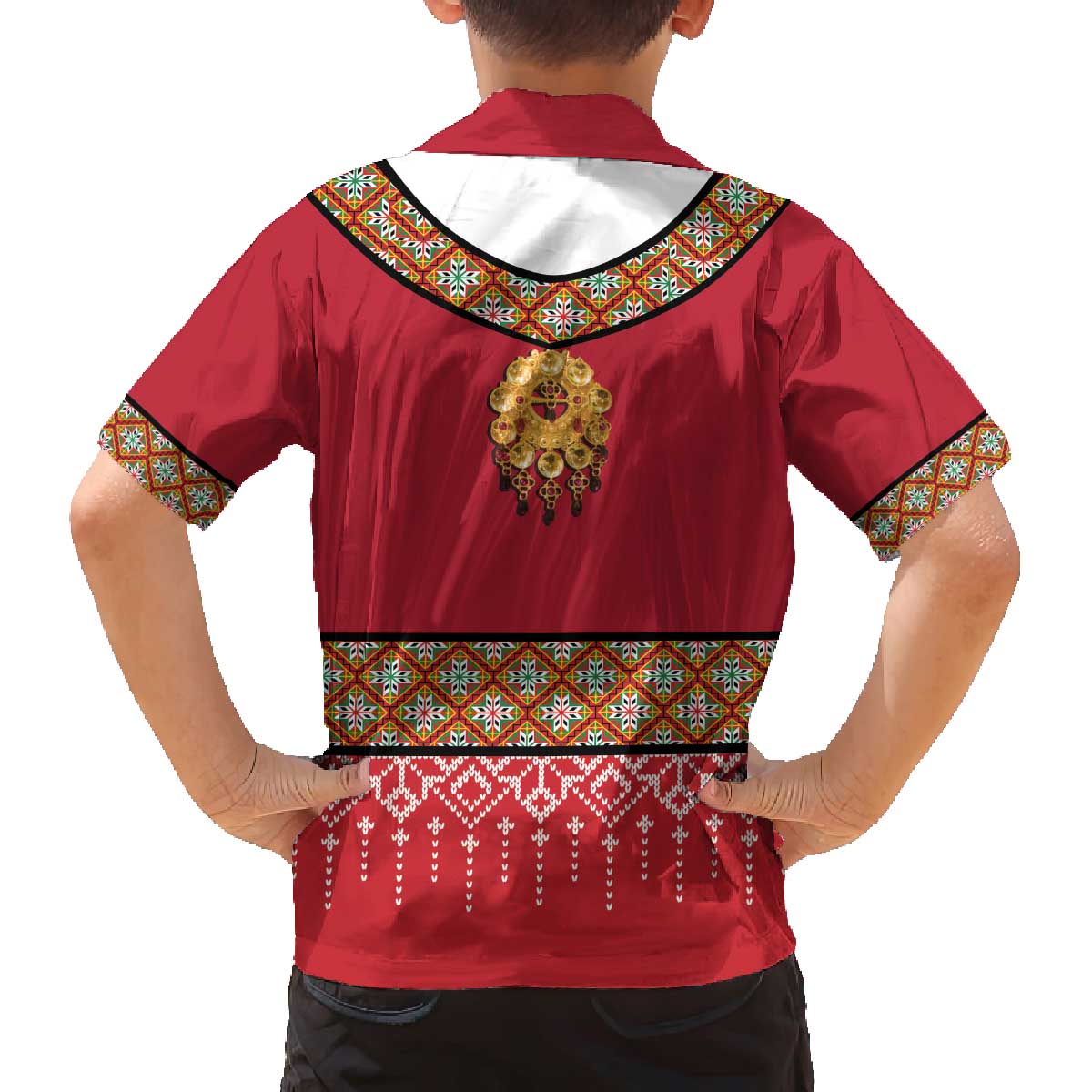 Norway Constitution Day Family Matching Off The Shoulder Long Sleeve Dress and Hawaiian Shirt Norwegian bunads