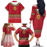 Norway Constitution Day Family Matching Off The Shoulder Long Sleeve Dress and Hawaiian Shirt Norwegian bunads