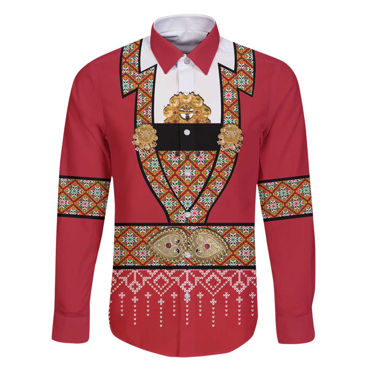 Norway Constitution Day Family Matching Off The Shoulder Long Sleeve Dress and Hawaiian Shirt Norwegian bunads