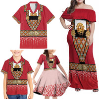 Norway Constitution Day Family Matching Off Shoulder Maxi Dress and Hawaiian Shirt Norwegian bunads