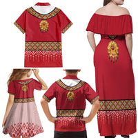 Norway Constitution Day Family Matching Off Shoulder Maxi Dress and Hawaiian Shirt Norwegian bunads