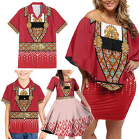 Norway Constitution Day Family Matching Off Shoulder Short Dress and Hawaiian Shirt Norwegian bunads