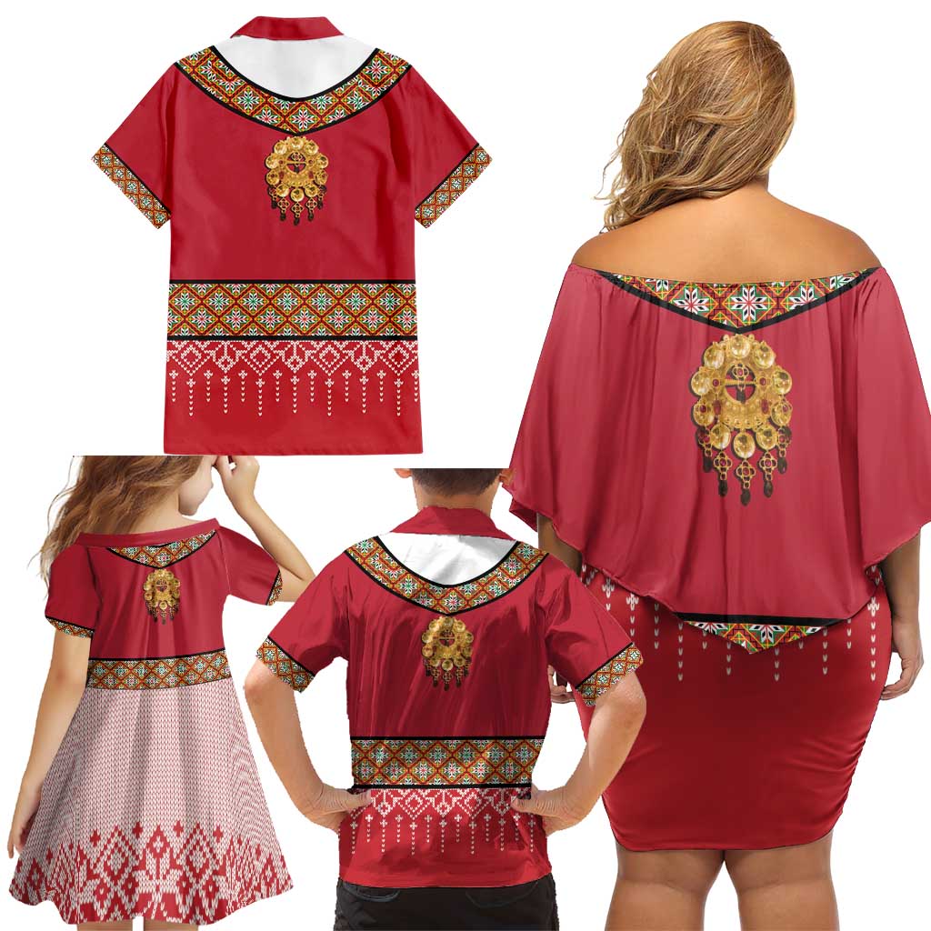 Norway Constitution Day Family Matching Off Shoulder Short Dress and Hawaiian Shirt Norwegian bunads
