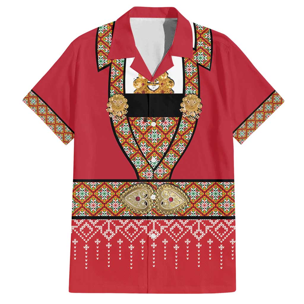 Norway Constitution Day Family Matching Off Shoulder Short Dress and Hawaiian Shirt Norwegian bunads