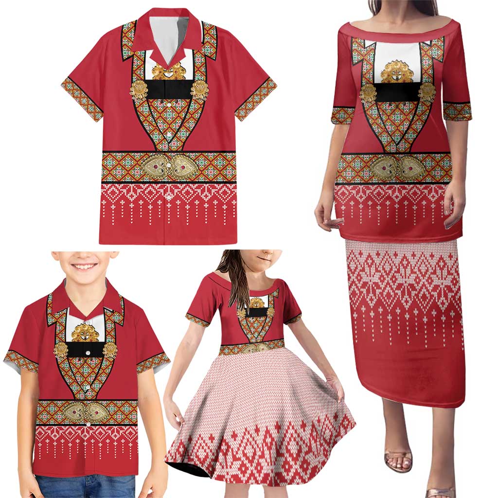 Norway Constitution Day Family Matching Puletasi and Hawaiian Shirt Norwegian bunads