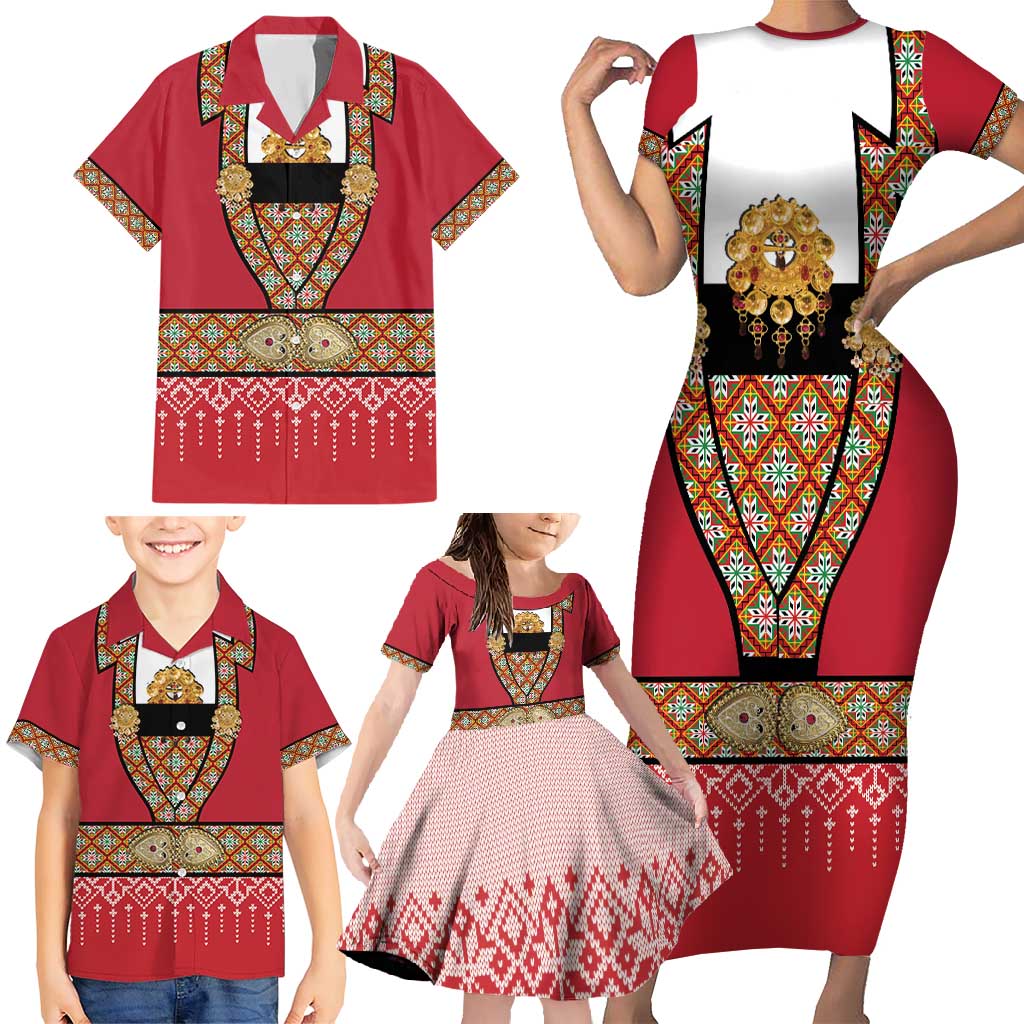 Norway Constitution Day Family Matching Short Sleeve Bodycon Dress and Hawaiian Shirt Norwegian bunads