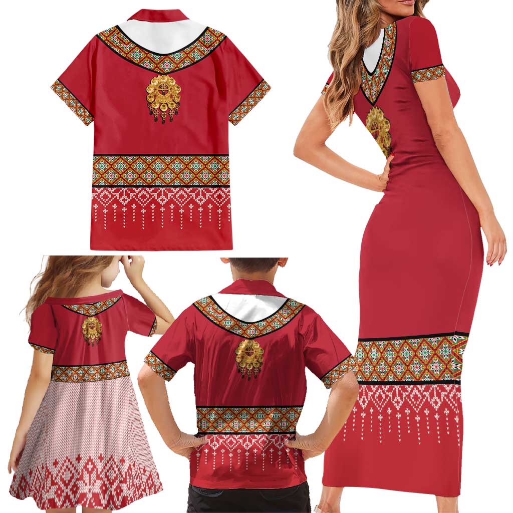 Norway Constitution Day Family Matching Short Sleeve Bodycon Dress and Hawaiian Shirt Norwegian bunads