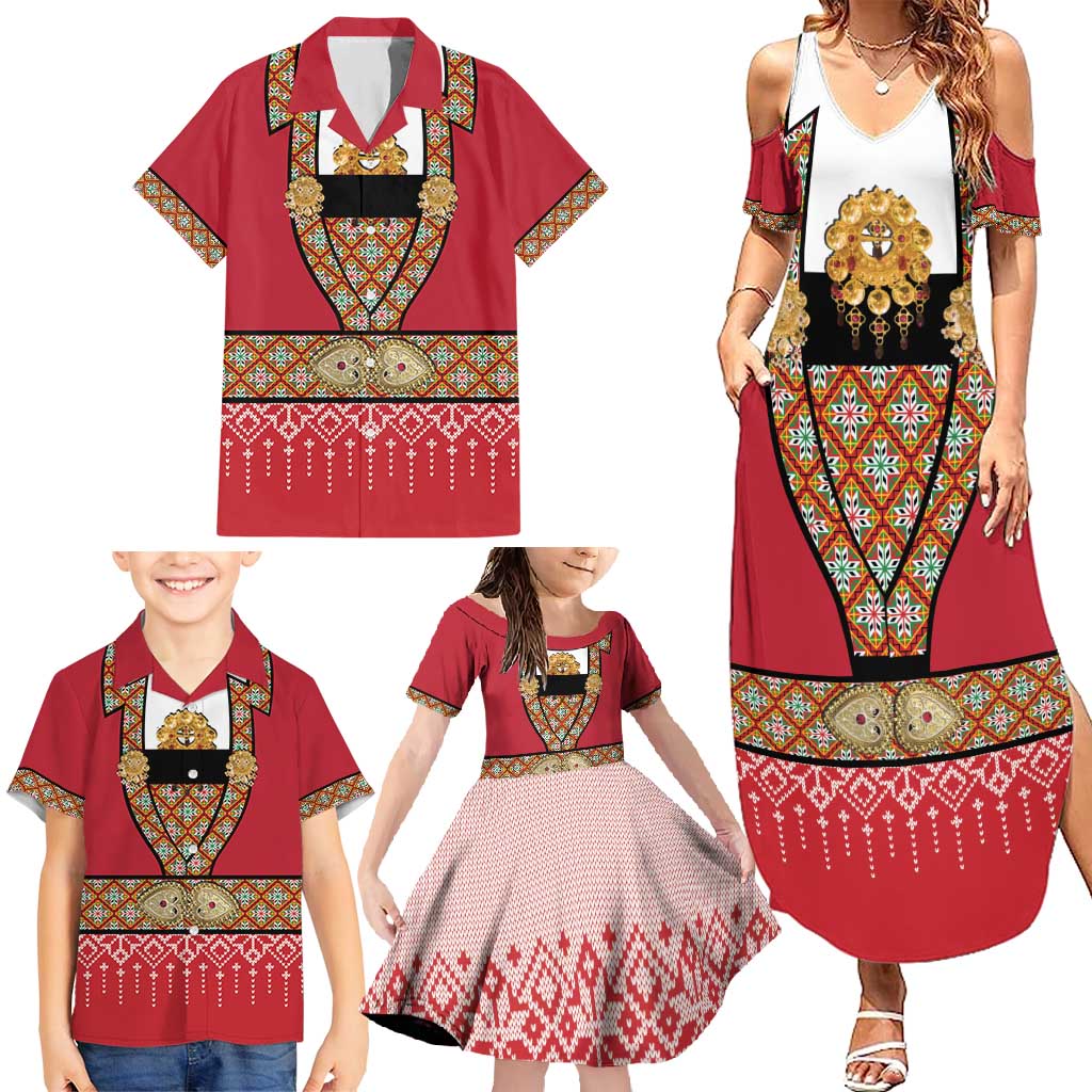 Norway Constitution Day Family Matching Summer Maxi Dress and Hawaiian Shirt Norwegian bunads