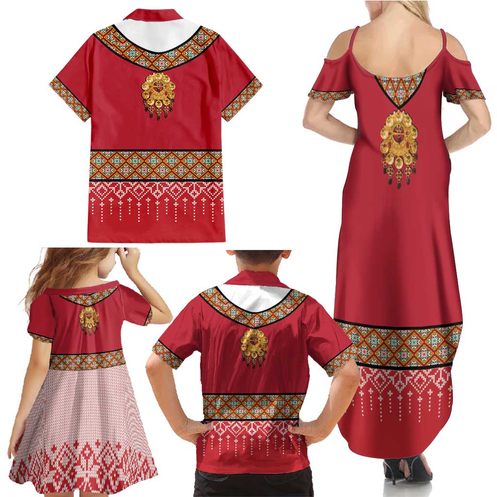 Norway Constitution Day Family Matching Summer Maxi Dress and Hawaiian Shirt Norwegian bunads