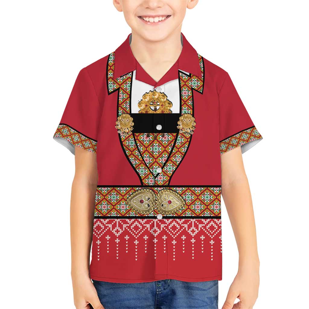 Norway Constitution Day Family Matching Summer Maxi Dress and Hawaiian Shirt Norwegian bunads