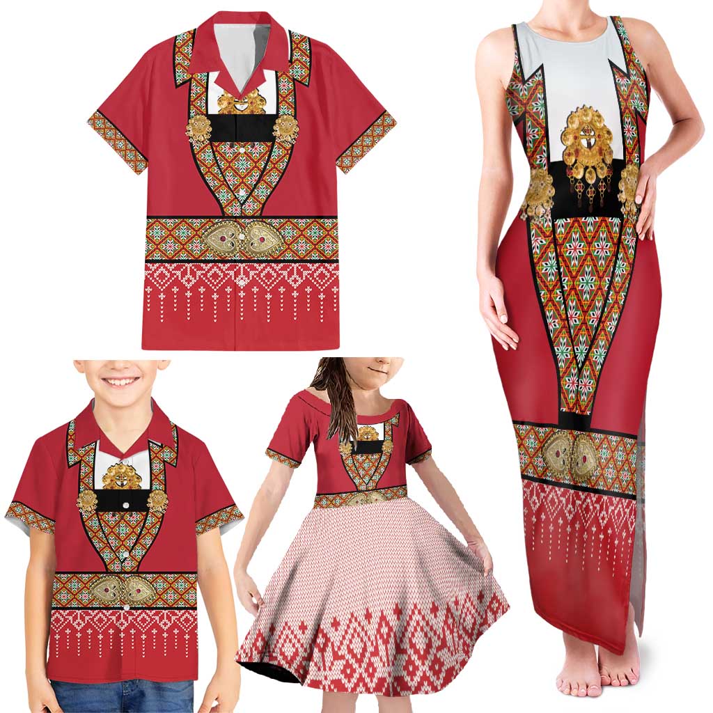 Norway Constitution Day Family Matching Tank Maxi Dress and Hawaiian Shirt Norwegian bunads