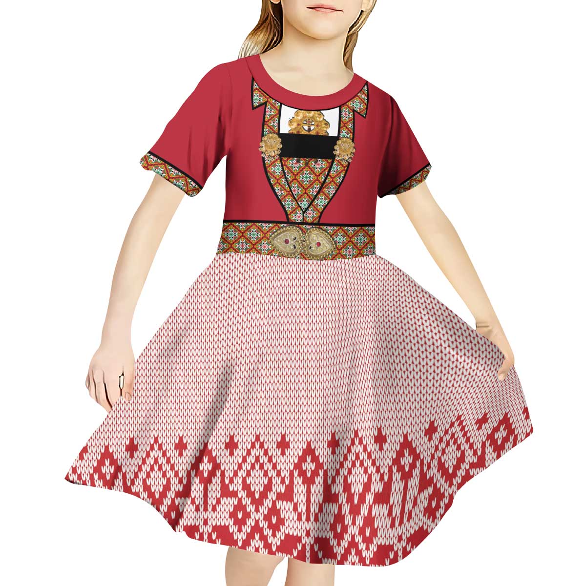 Norway Constitution Day Kid Short Sleeve Dress Norwegian bunads