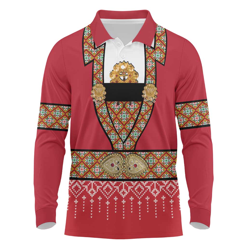 Norway Constitution Day Long Sleeve Polo Shirt Norwegian bunads