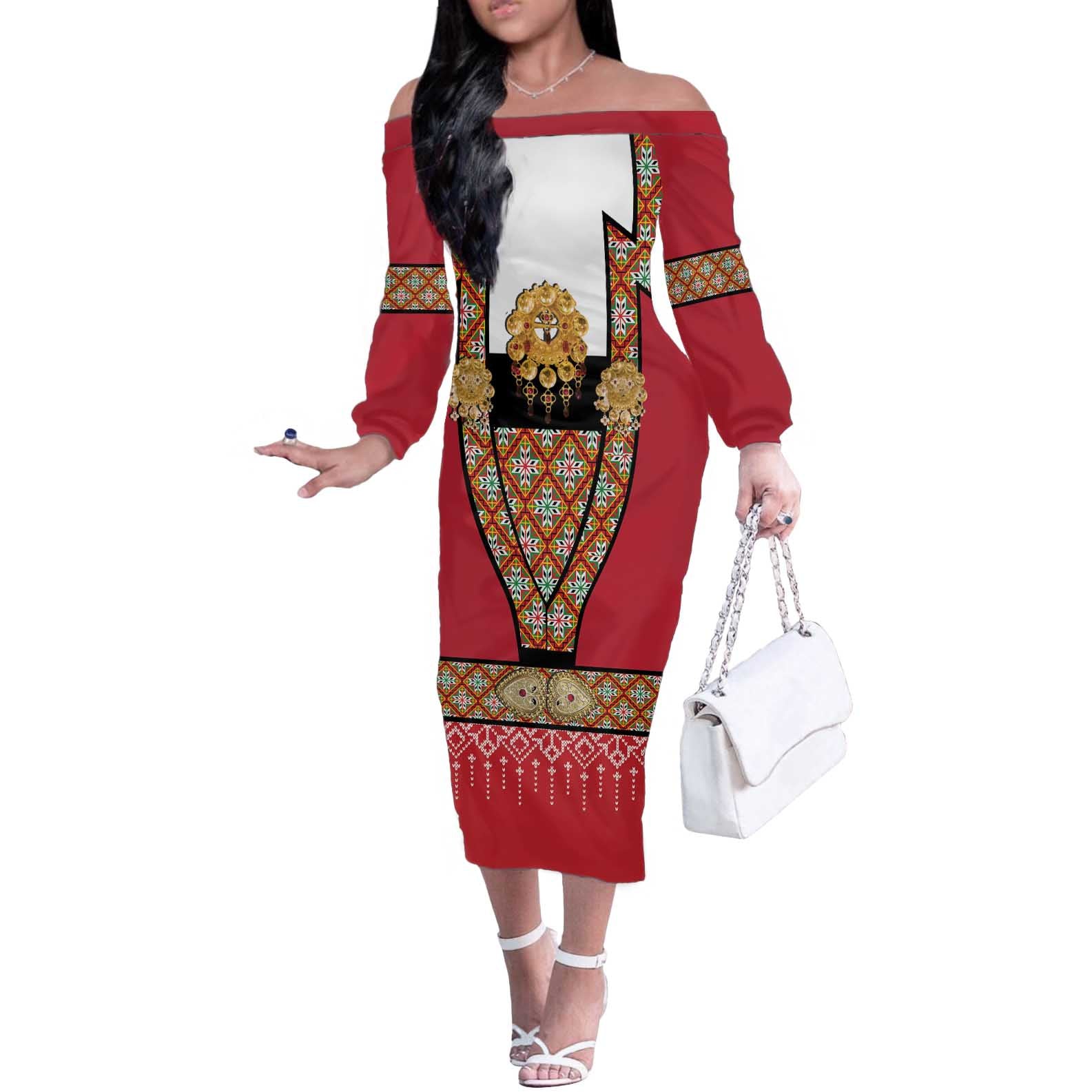 Norway Constitution Day Off The Shoulder Long Sleeve Dress Norwegian bunads