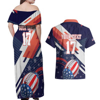 Custom United States American Football Couples Matching Off Shoulder Maxi Dress and Hawaiian Shirt USA Go Champions Sporty Style