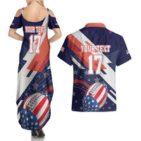 Custom United States American Football Couples Matching Summer Maxi Dress and Hawaiian Shirt USA Go Champions Sporty Style