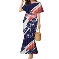 Custom United States American Football Family Matching Mermaid Dress and Hawaiian Shirt USA Go Champions Sporty Style