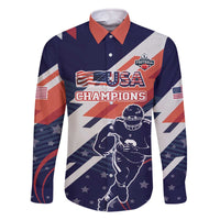 Custom United States American Football Family Matching Off The Shoulder Long Sleeve Dress and Hawaiian Shirt USA Go Champions Sporty Style