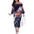 Custom United States American Football Family Matching Off The Shoulder Long Sleeve Dress and Hawaiian Shirt USA Go Champions Sporty Style
