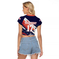 Custom United States American Football Raglan Cropped T Shirt USA Go Champions Sporty Style