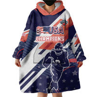 Custom United States American Football Wearable Blanket Hoodie USA Go Champions Sporty Style