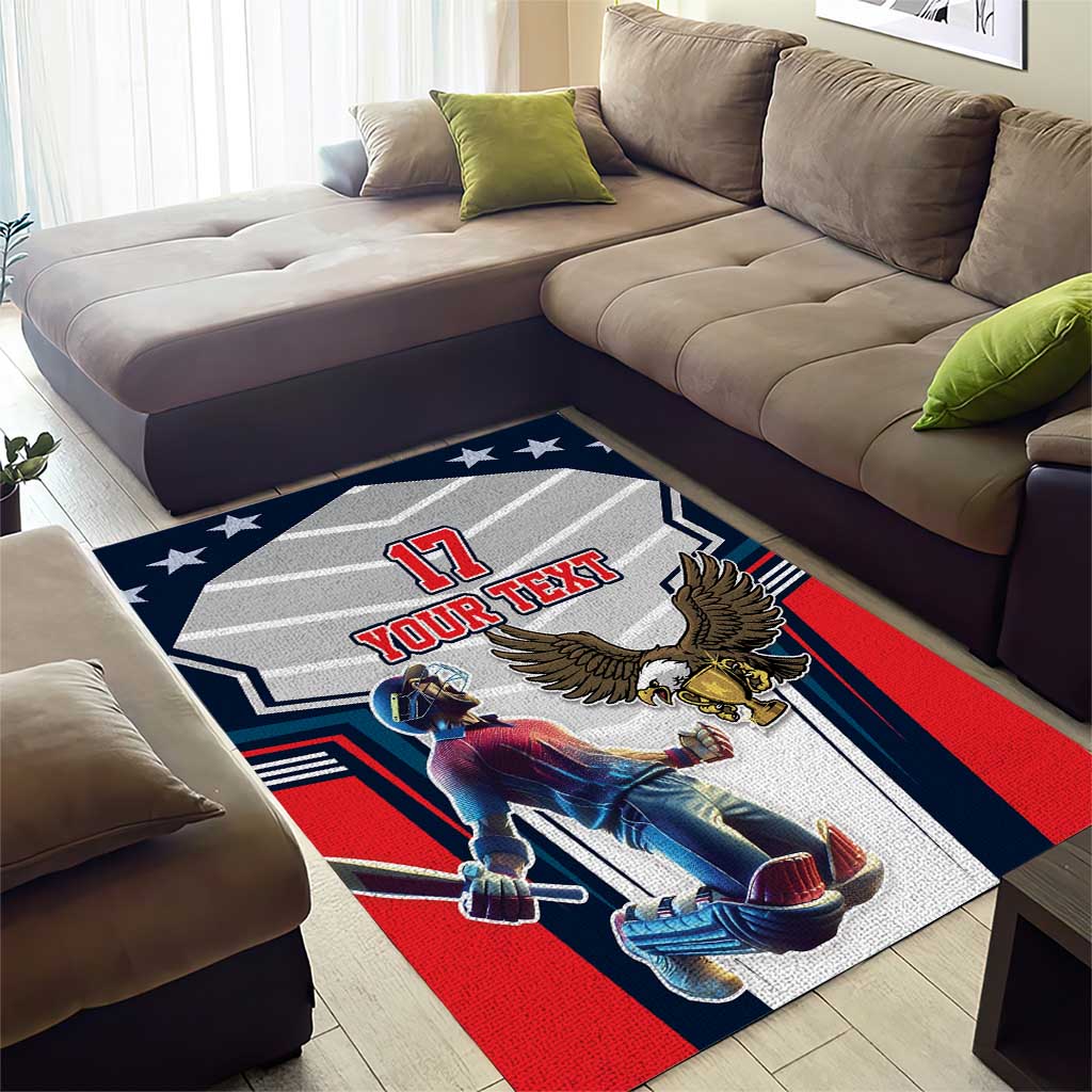 Custom United States Cricket Area Rug USA Go Champions and Eagle Mascot Style
