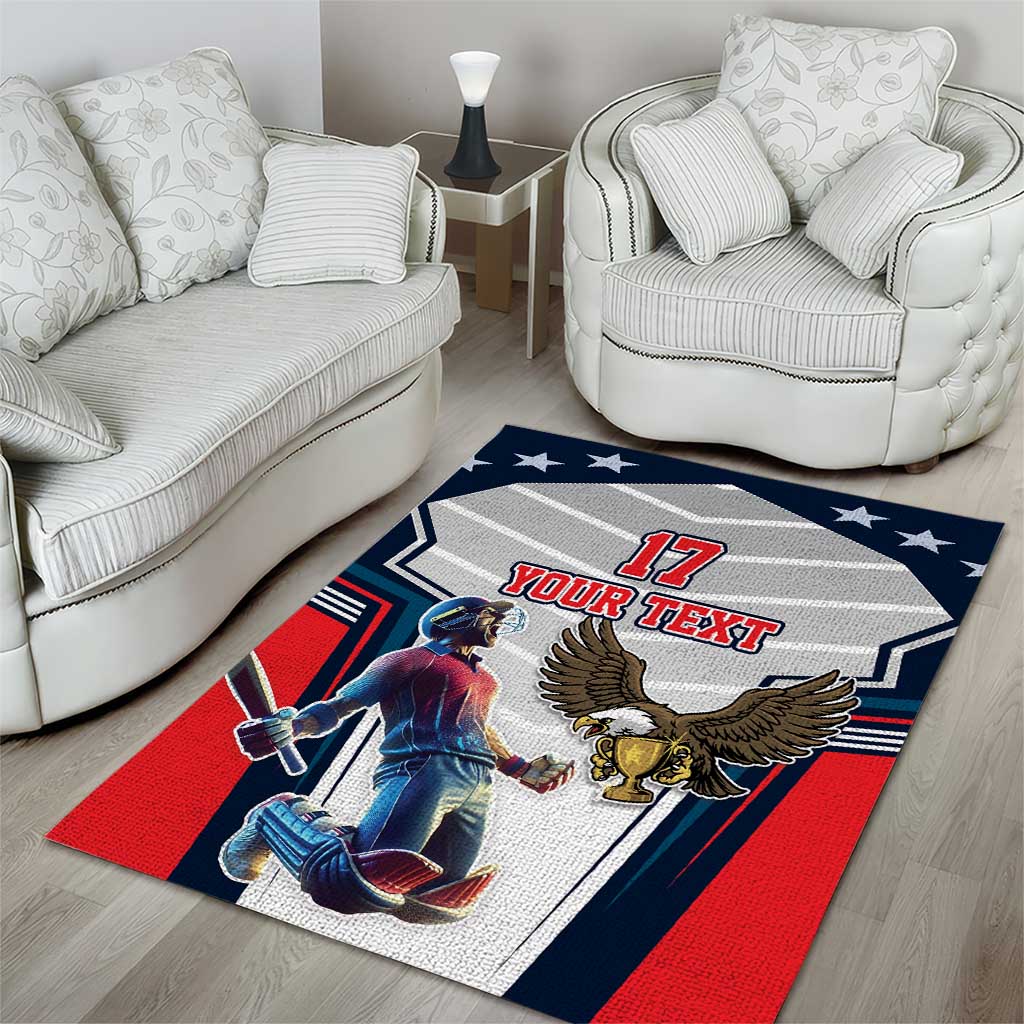 Custom United States Cricket Area Rug USA Go Champions and Eagle Mascot Style