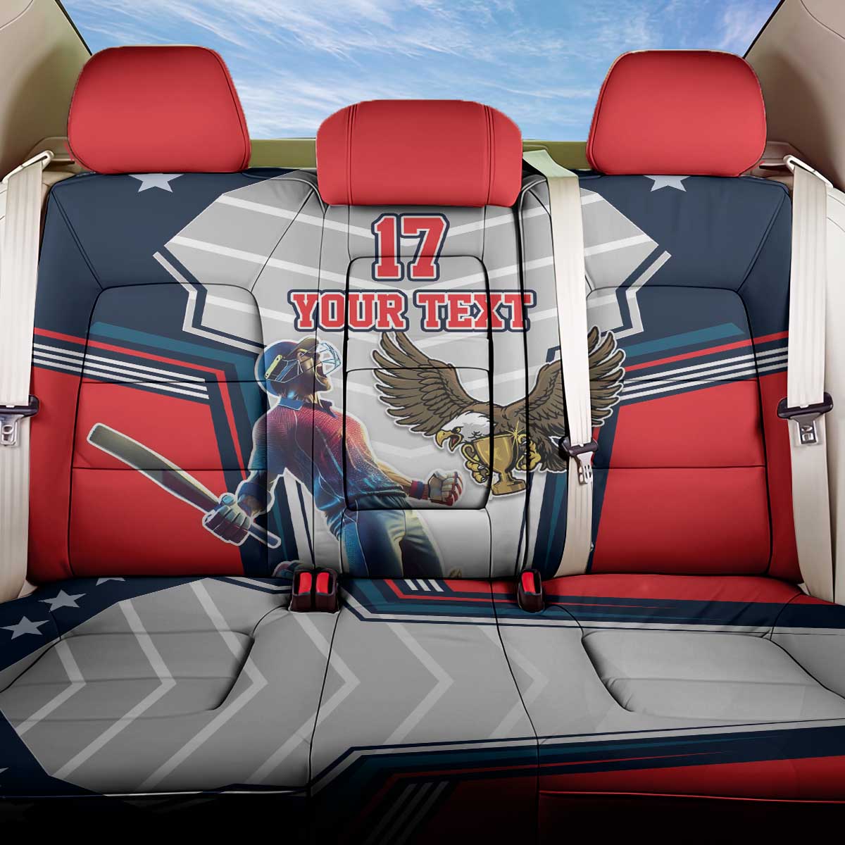 Custom United States Cricket Back Car Seat Cover USA Go Champions and Eagle Mascot Style