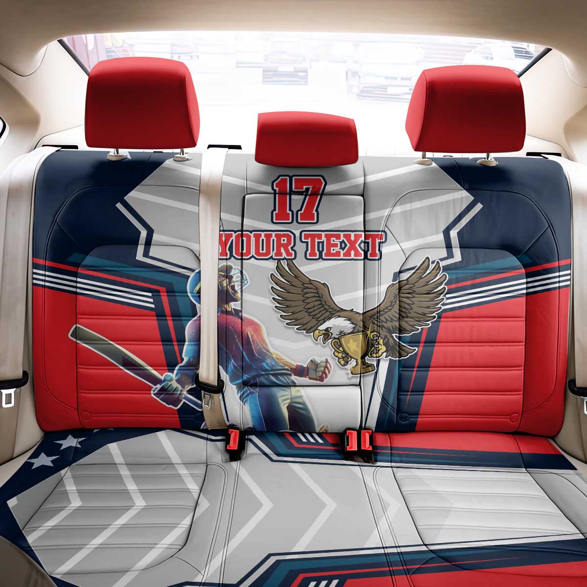 Custom United States Cricket Back Car Seat Cover USA Go Champions and Eagle Mascot Style