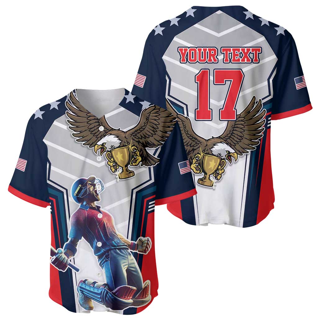 Custom United States Cricket Baseball Jersey USA Go Champions and Eagle Mascot Style