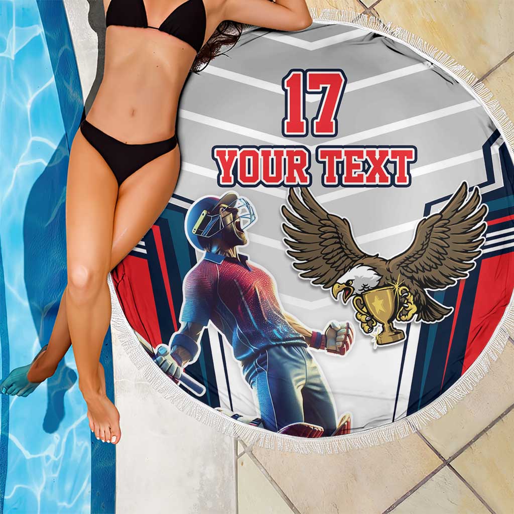 Custom United States Cricket Beach Blanket USA Go Champions and Eagle Mascot Style