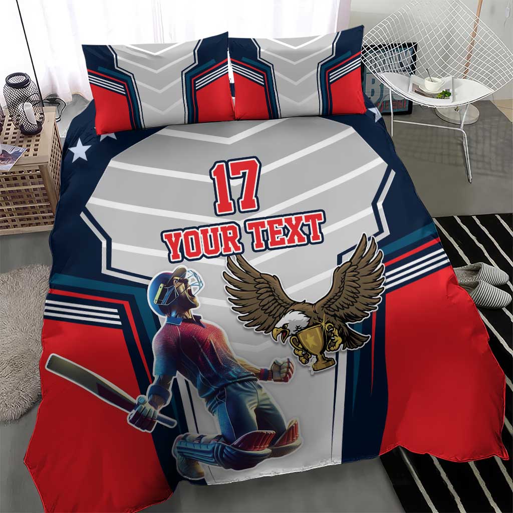Custom United States Cricket Bedding Set USA Go Champions and Eagle Mascot Style