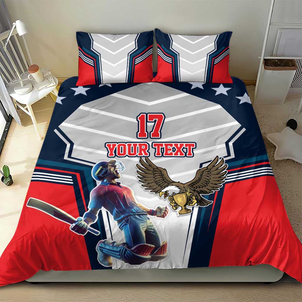 Custom United States Cricket Bedding Set USA Go Champions and Eagle Mascot Style