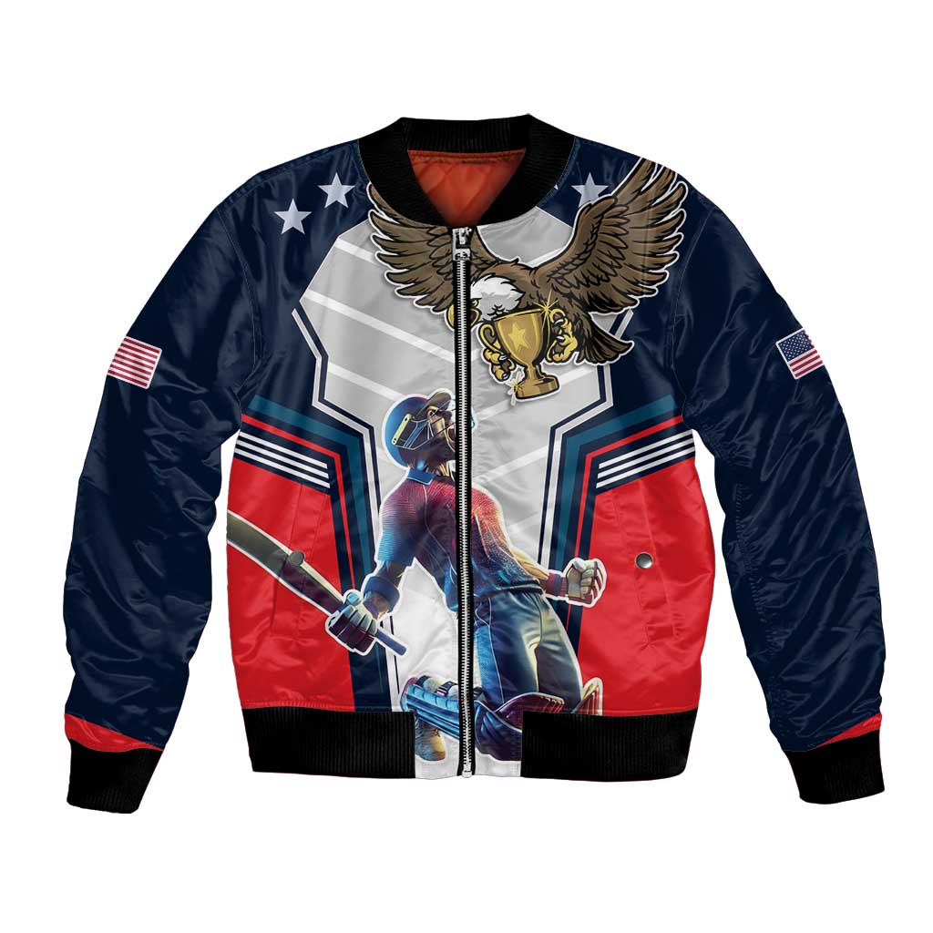 Custom United States Cricket Bomber Jacket USA Go Champions and Eagle Mascot Style