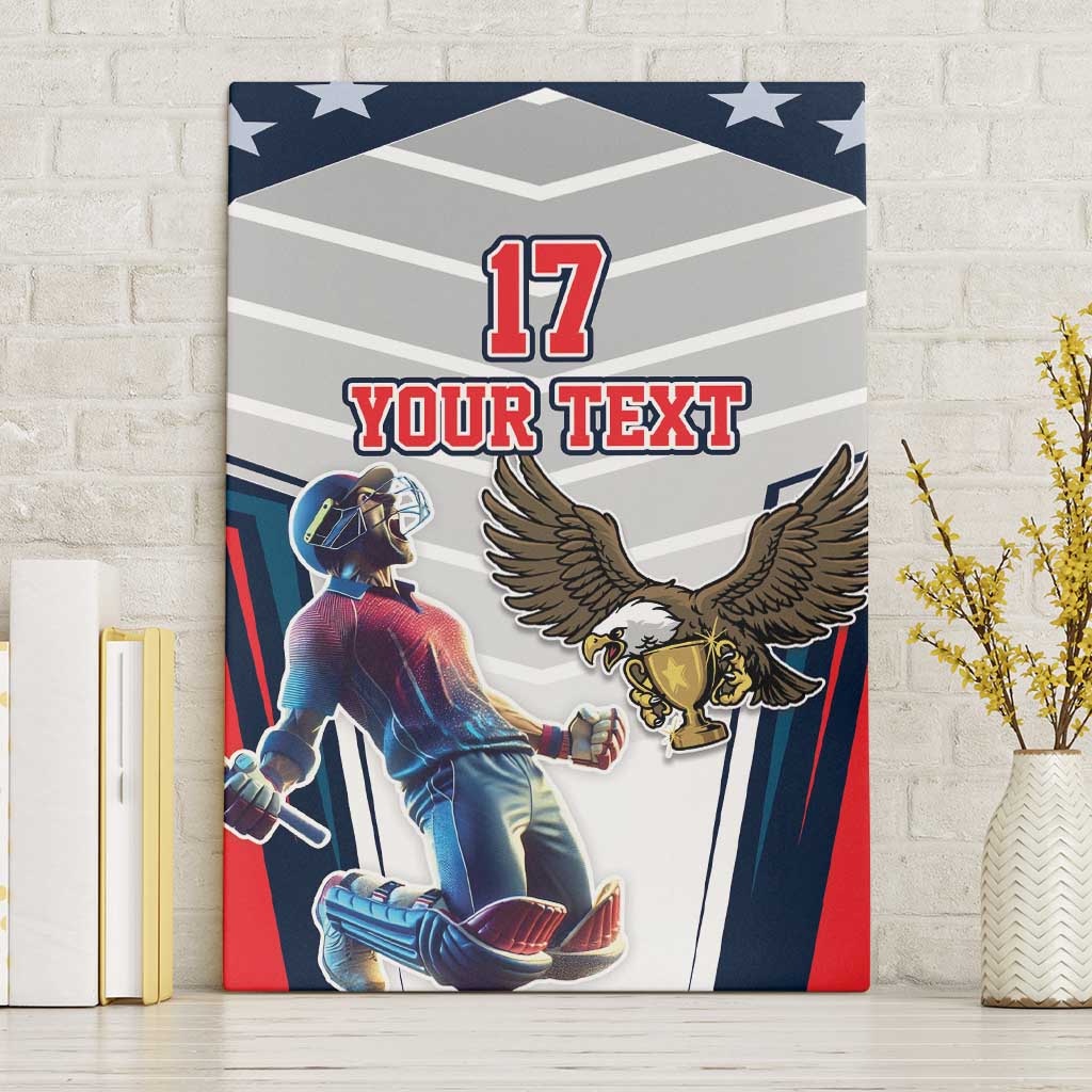 Custom United States Cricket Canvas Wall Art USA Go Champions and Eagle Mascot Style