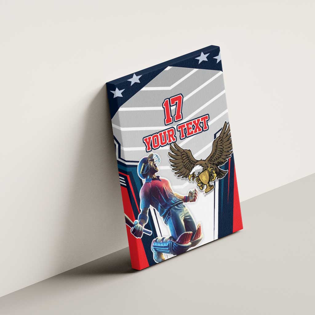 Custom United States Cricket Canvas Wall Art USA Go Champions and Eagle Mascot Style