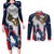 Custom United States Cricket Couples Matching Long Sleeve Bodycon Dress and Long Sleeve Button Shirt USA Go Champions and Eagle Mascot Style