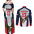 Custom United States Cricket Couples Matching Off Shoulder Maxi Dress and Long Sleeve Button Shirt USA Go Champions and Eagle Mascot Style