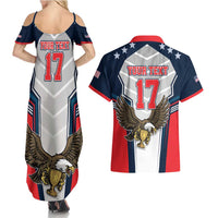 Custom United States Cricket Couples Matching Summer Maxi Dress and Hawaiian Shirt USA Go Champions and Eagle Mascot Style