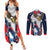 Custom United States Cricket Couples Matching Summer Maxi Dress and Long Sleeve Button Shirt USA Go Champions and Eagle Mascot Style
