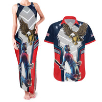 Custom United States Cricket Couples Matching Tank Maxi Dress and Hawaiian Shirt USA Go Champions and Eagle Mascot Style