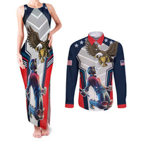 Custom United States Cricket Couples Matching Tank Maxi Dress and Long Sleeve Button Shirt USA Go Champions and Eagle Mascot Style
