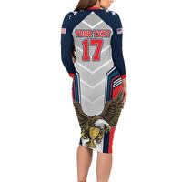 Custom United States Cricket Family Matching Long Sleeve Bodycon Dress and Hawaiian Shirt USA Go Champions and Eagle Mascot Style
