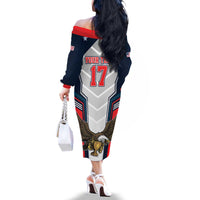 Custom United States Cricket Family Matching Off The Shoulder Long Sleeve Dress and Hawaiian Shirt USA Go Champions and Eagle Mascot Style