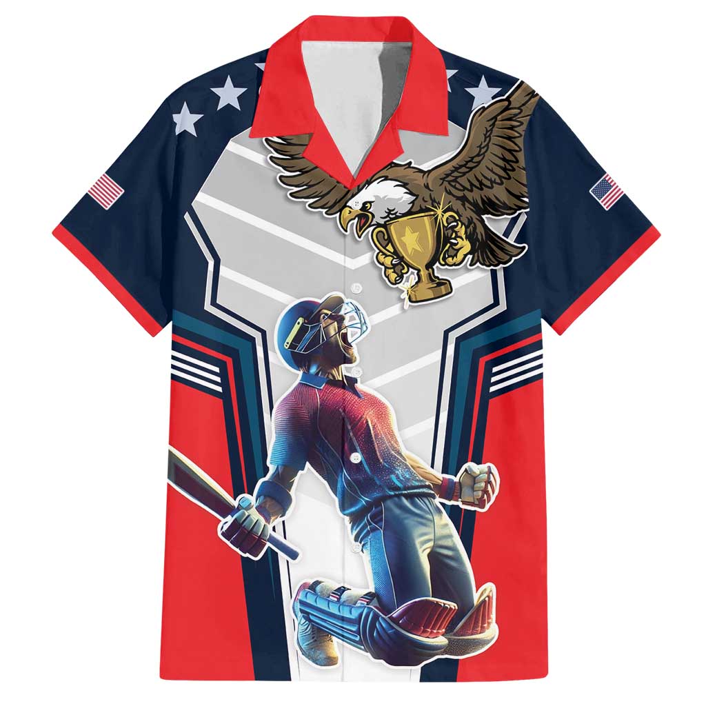 Custom United States Cricket Family Matching Off Shoulder Short Dress and Hawaiian Shirt USA Go Champions and Eagle Mascot Style